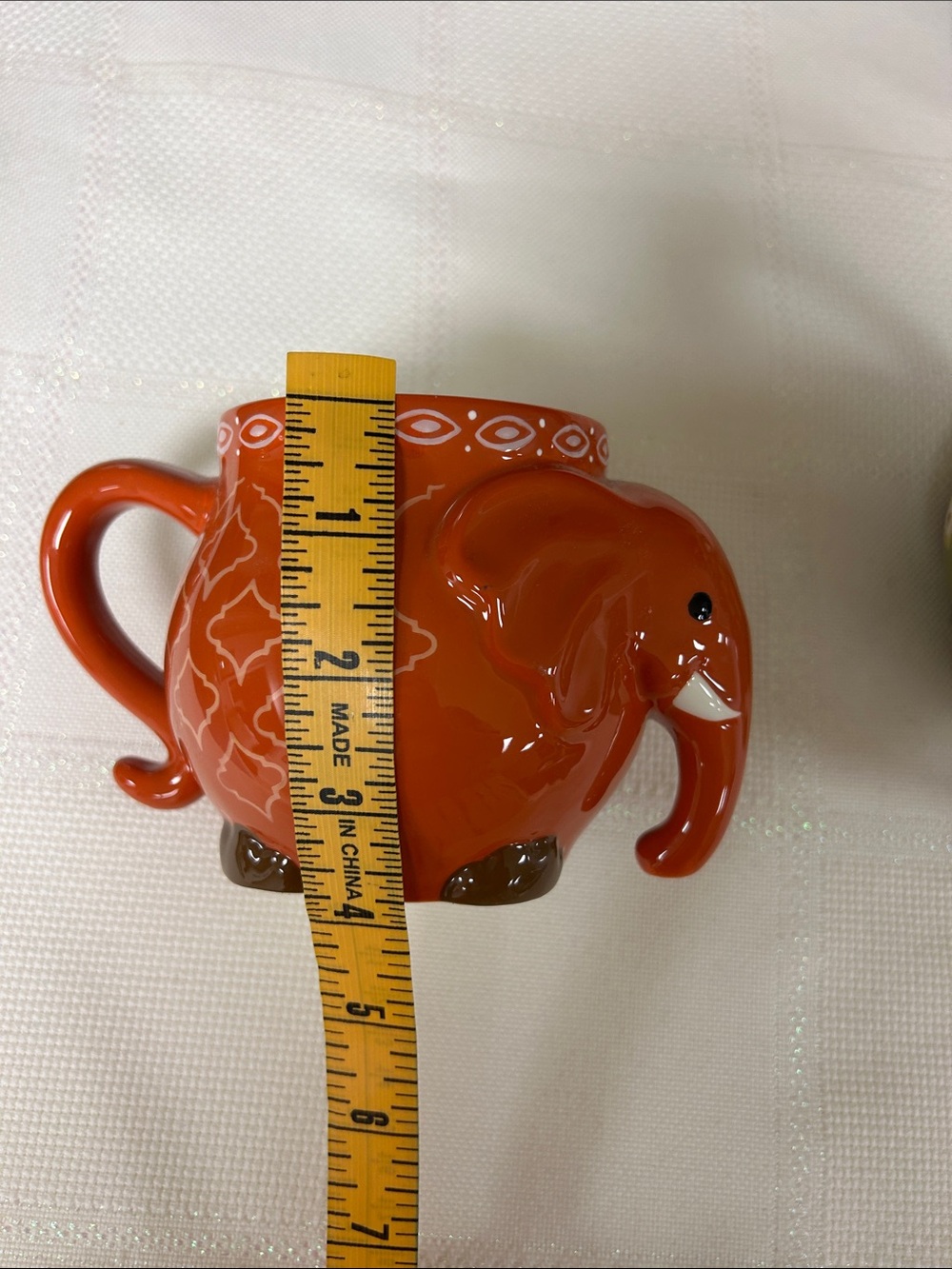 Ceramic Elephant planters or mugs — Orange & Olive Green Set image 6